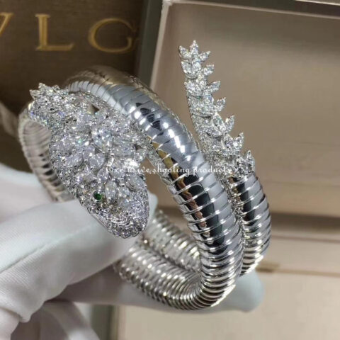 Bulgari 356904-1 Serpenti Diamond Snake Bangle Bracelet set with pavé diamonds 5