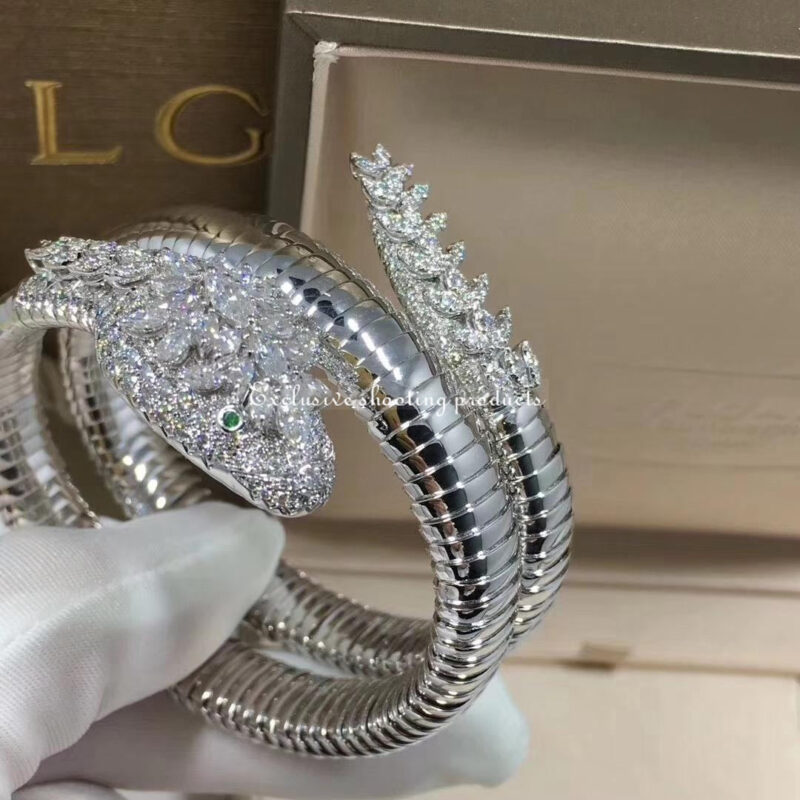 Bulgari 356904-1 Serpenti Diamond Snake Bangle Bracelet set with pavé diamonds 4