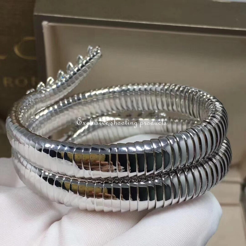 Bulgari 356904-1 Serpenti Diamond Snake Bangle Bracelet set with pavé diamonds 2