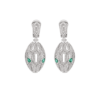 Bulgari Serpenti 352756 earrings in 18 kt white gold set with emerald eyes and full pavé diamonds 1