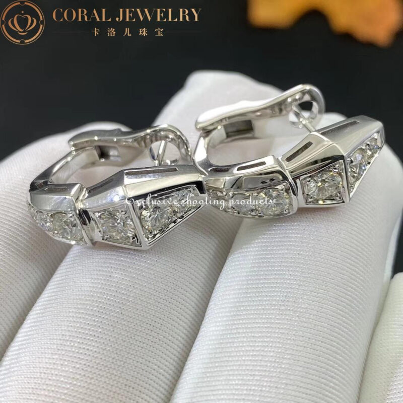 Bulgari Serpenti 351426 earrings in 18 kt white gold set with full pavé diamonds OR857499 4