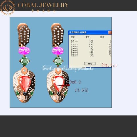 Bulgari Serpenti earrings in rose gold with rubies diamonds and emeralds earrings 1