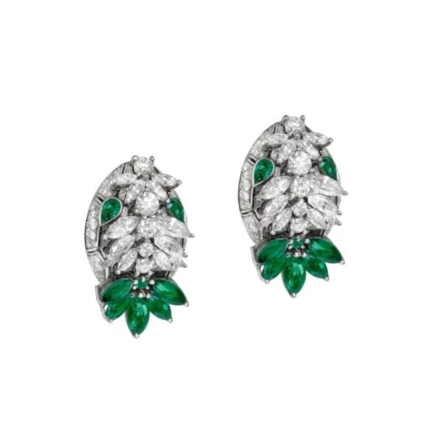 Bulgari Serpenti 261818 Eyes on me 18K White Gold Diamond Earrings with Emerald 2