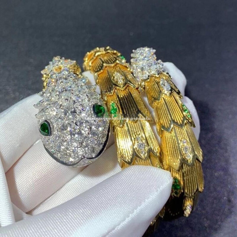 Bulgari Serpenti Gold Bracelet Diamond and Emerald Bracelet 3