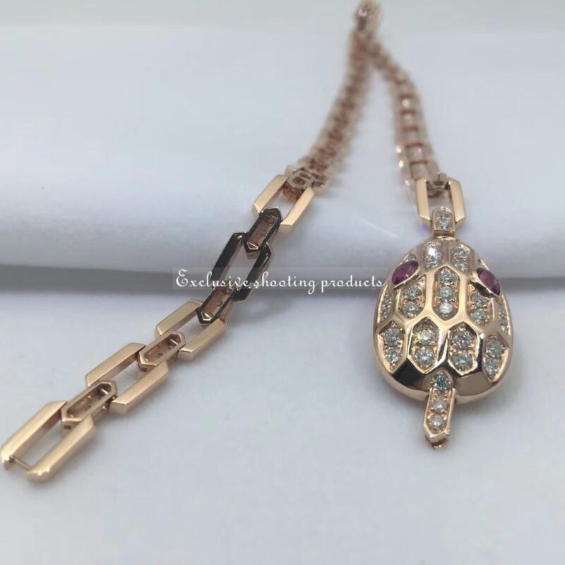 Bulgari BR857739 Serpenti rose gold bracelet Rubies & Diamonds 3