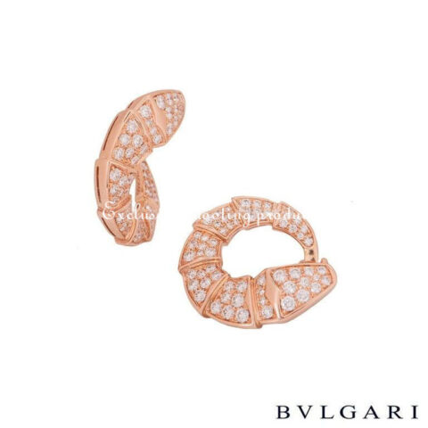 Bulgari Serpenti 354702-WG-1-1 Rose Gold Diamond Earrings 4