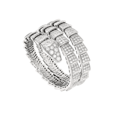 Bulgari Serpenti two-coil 345203 bracelet in 18 kt white gold set with full pavé diamonds 1
