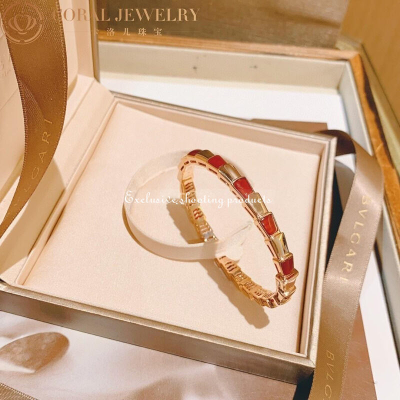 Bulgari BR858338 Serpenti Viper 18 kt rose gold bracelet set with carnelian elements 8