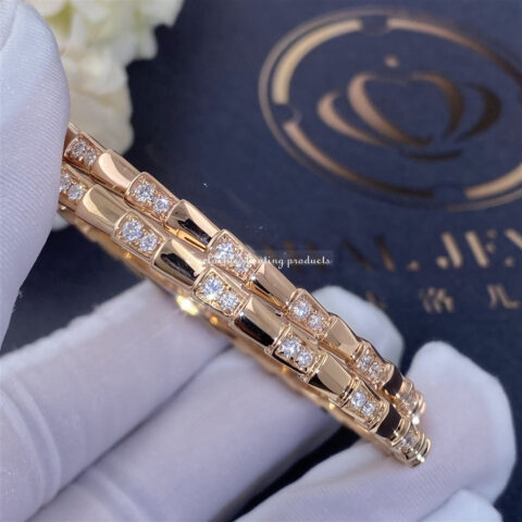Bulgari 355043 Serpenti Viper 18 kt rose gold bracelet set with demi pavé diamonds 9