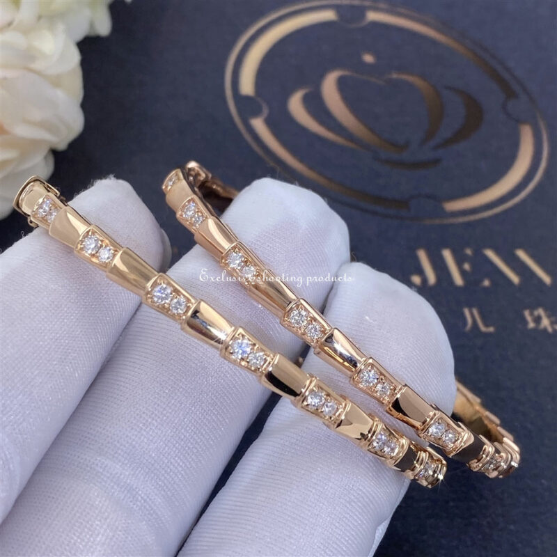 Bulgari 355043 Serpenti Viper 18 kt rose gold bracelet set with demi pavé diamonds 6