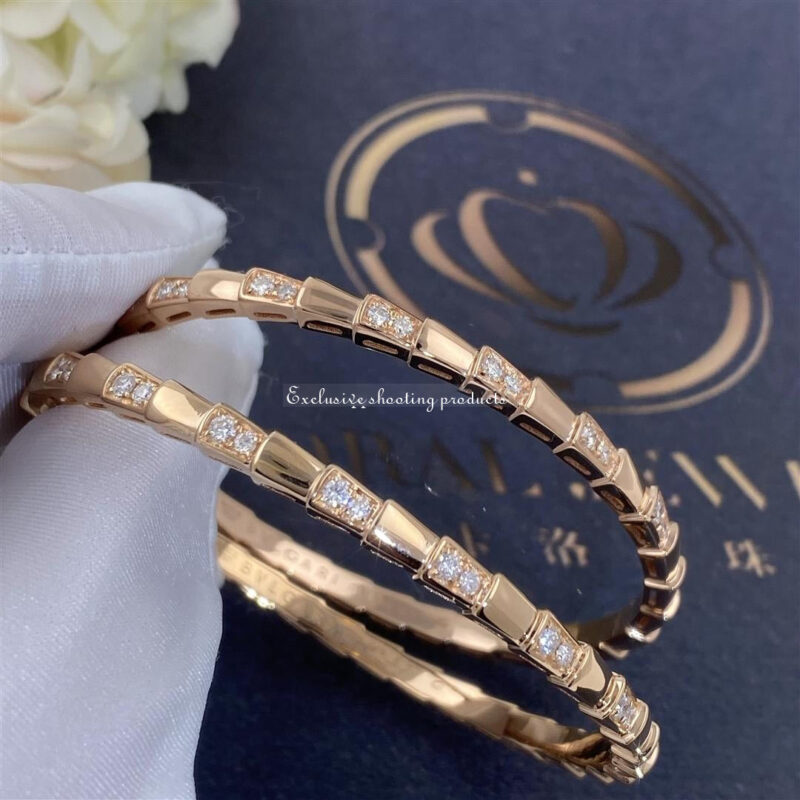 Bulgari 355043 Serpenti Viper 18 kt rose gold bracelet set with demi pavé diamonds 5