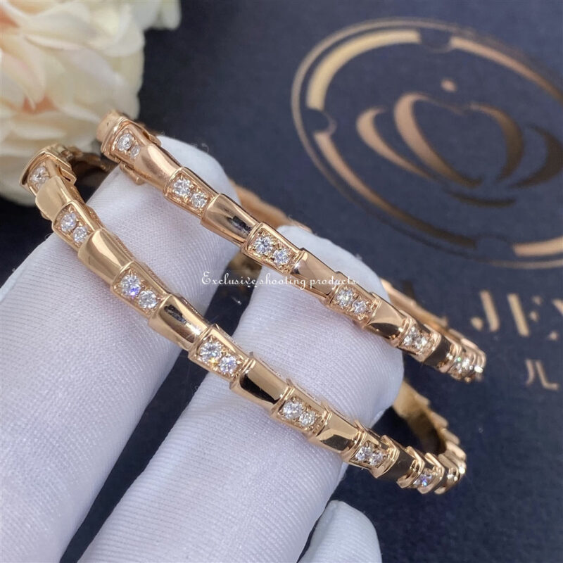 Bulgari 355043 Serpenti Viper 18 kt rose gold bracelet set with demi pavé diamonds 3