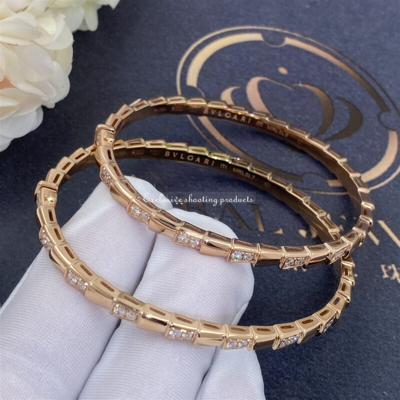 Bulgari 355043 Serpenti Viper 18 kt rose gold bracelet set with demi pavé diamonds 2