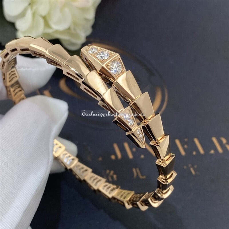Bulgari 357822 Serpenti Viper 18 kt rose gold bracelet set with demi-pavé diamonds 9