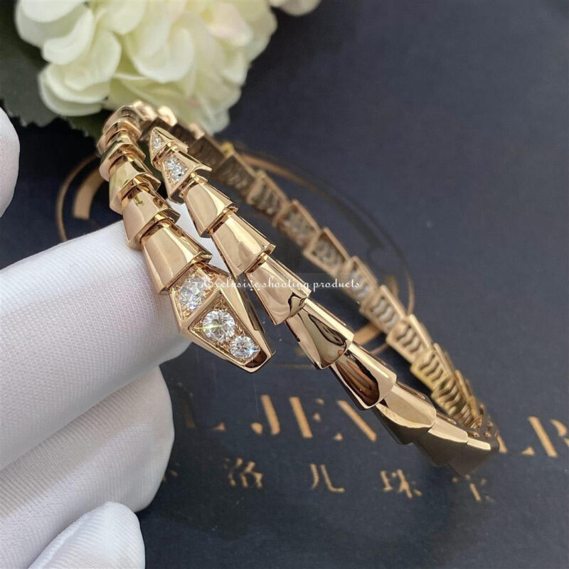 Bulgari 357822 Serpenti Viper 18 kt rose gold bracelet set with demi-pavé diamonds 5