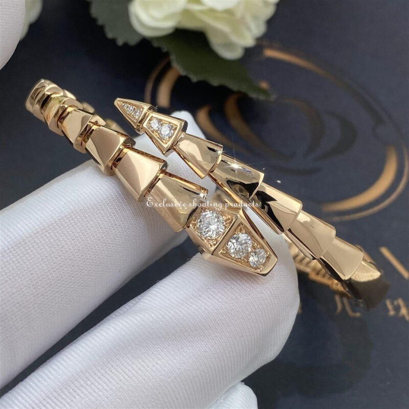 Bulgari 357822 Serpenti Viper 18 kt rose gold bracelet set with demi-pavé diamonds 3