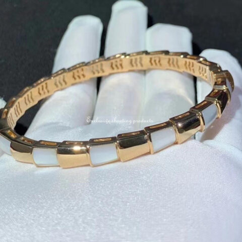 Bulgari BR858419 Serpenti Viper 18 kt rose gold bracelet set with mother of pearl elements 6