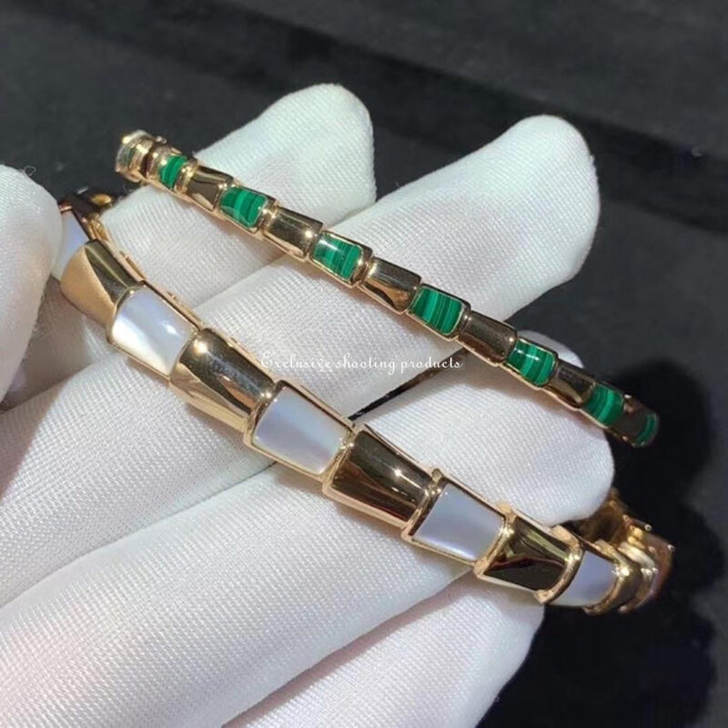 Bulgari BR858419 Serpenti Viper 18 kt rose gold bracelet set with mother of pearl elements 3