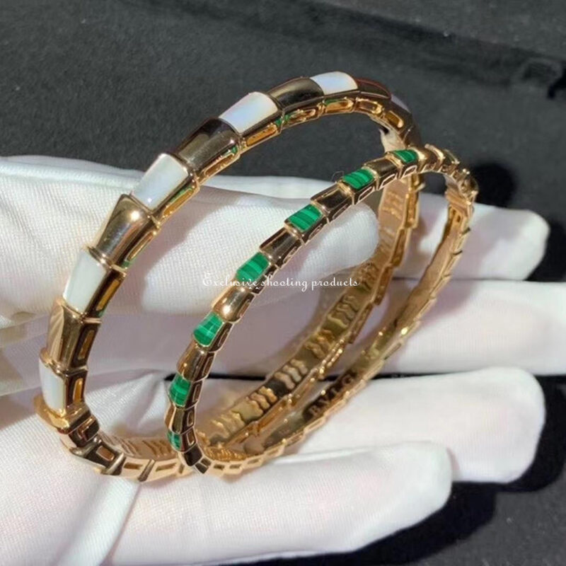 Bulgari BR858419 Serpenti Viper 18 kt rose gold bracelet set with mother of pearl elements 2