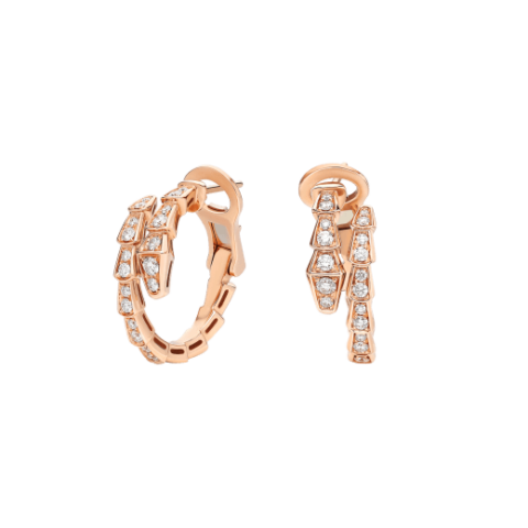 Bulgari Serpenti 358361 Viper 18 kt rose gold earrings set with pavé diamonds 1