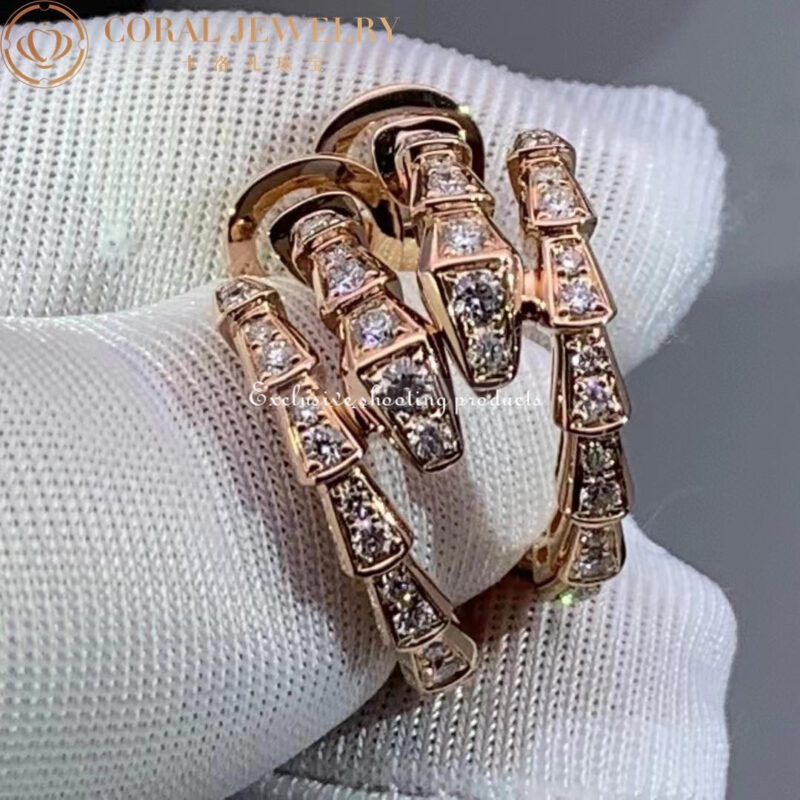 Bulgari Serpenti 358361 Viper 18 kt rose gold earrings set with pavé diamonds 7
