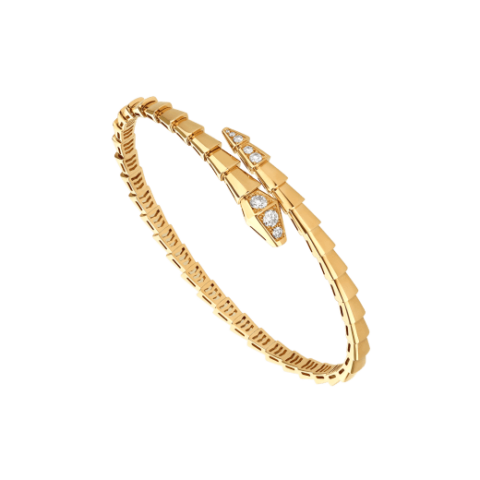 Bulgari 357830 Serpenti Viper 18 kt yellow gold bracelet set with demi-pavé diamonds 1