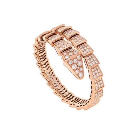 Bulgari 345215-RG Serpenti Viper one-coil bracelet in 18 kt rose gold set with full pavé diamonds bracelet 1