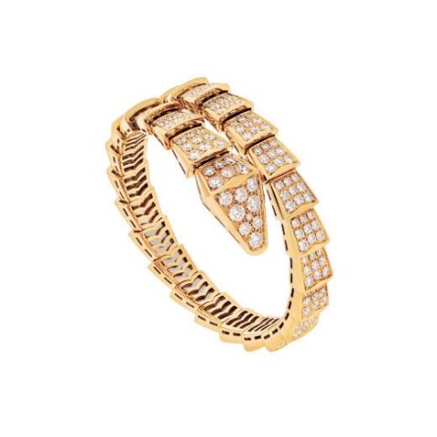 Bulgari 345215-RG-1 Serpenti Viper one-coil bracelet in 18 kt yellow gold set with full pavé diamonds bracelet 1