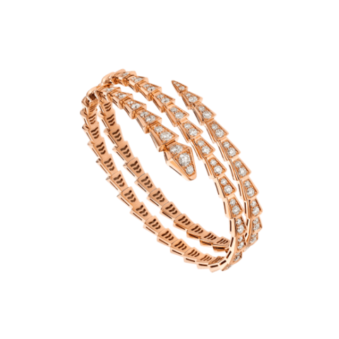 Bulgari 357270 Serpenti Viper two-coil 18 kt rose gold bracelet set with pavé diamonds 1