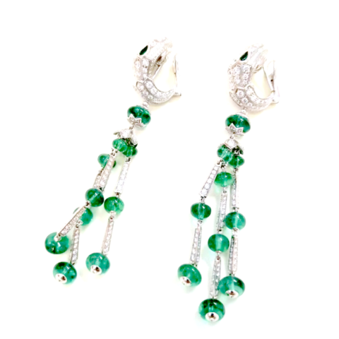 Bulgari Serpenti earring white gold and emerald tassel dangle earrings 1