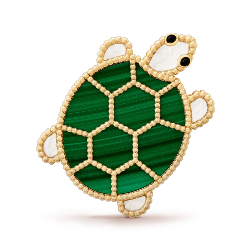 Van VCARP5LK00 Cleef & Arpels Lucky Animals Turtle clip Yellow gold Malachite Mother-of-pearl Onyx clip 1