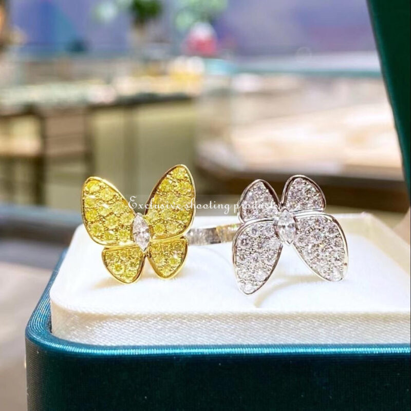 Van Cleef & Arpels VCARA13600 Two Butterfly Between the Finger ring White gold Diamond Sapphire ring 2