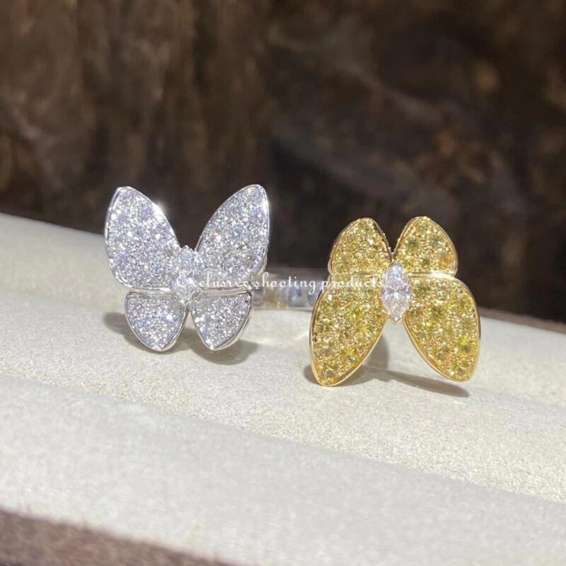 Van Cleef & Arpels VCARA13600 Two Butterfly Between the Finger ring White gold Diamond Sapphire ring 9