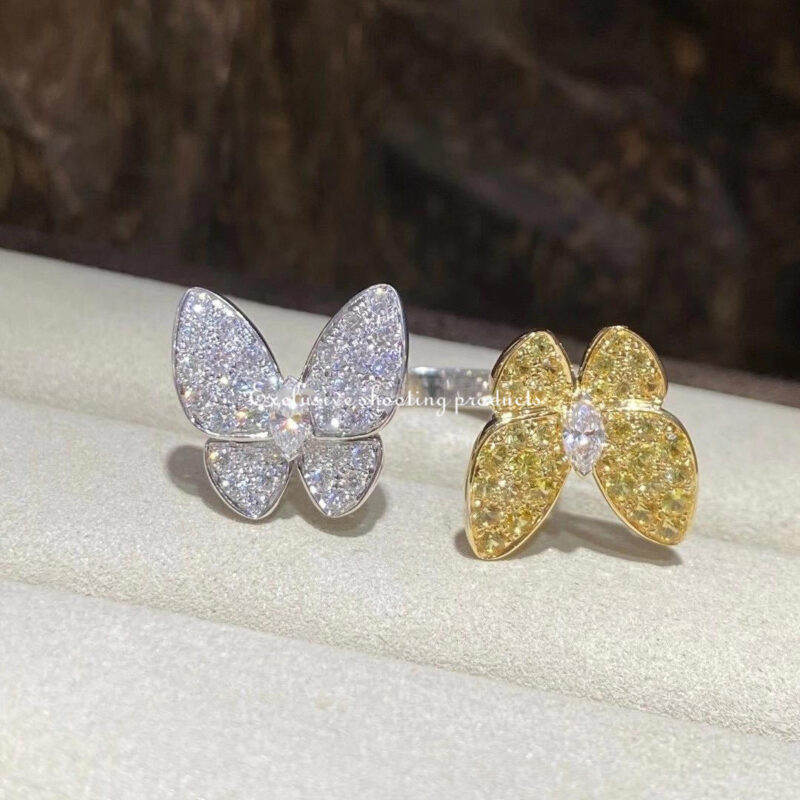 Van Cleef & Arpels VCARA13600 Two Butterfly Between the Finger ring White gold Diamond Sapphire ring 8