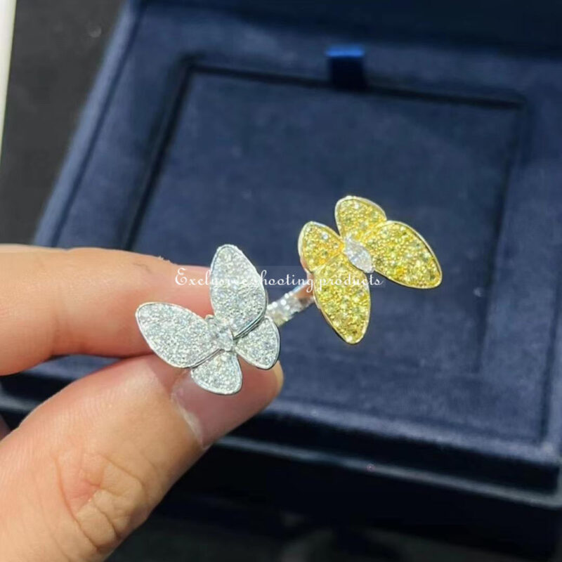 Van Cleef & Arpels VCARA13600 Two Butterfly Between the Finger ring White gold Diamond Sapphire ring 4