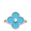 Van Cleef & Arpels Vintage Alhambra Ring 18k White Gold Turquoise and Diamond Ring 1