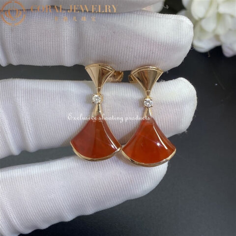 Bulgari Divas 356749 Dream Earrings Rose Gold Diamonds and Carnelian 2