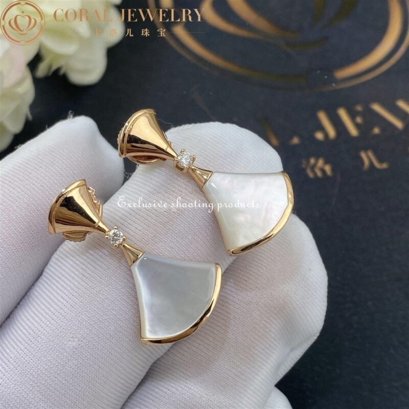 Bulgari 350740 Divas’ Dream Earrings Rose Gold Diamonds with Mother of Pearl Earrings 6
