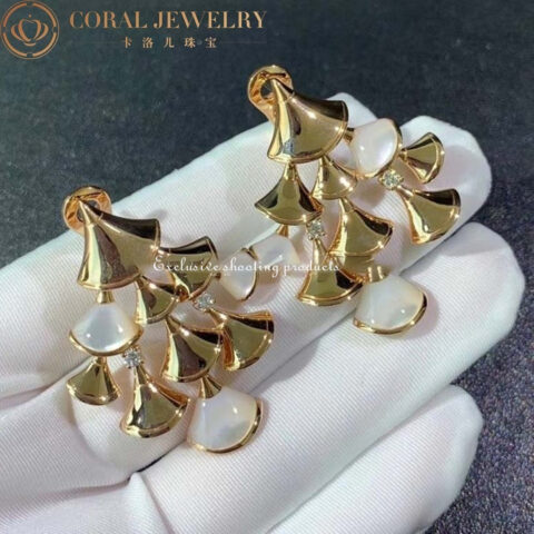Bulgari Divas Dream 348363 Earrings Rose Gold Diamonds with Mother of Pearl OR856468 7