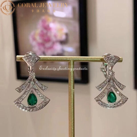 Bulgari 356956 Divas’ Dream Earrings White Gold Diamonds Emeralds 5