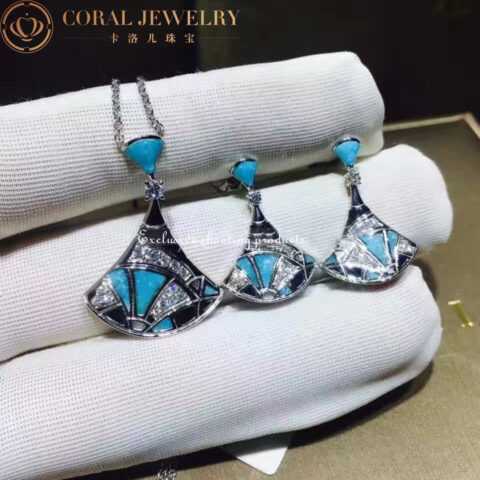 Bulgari Divas’ 350741 Dream Earrings White Gold Diamonds Turquoise OR857248 4