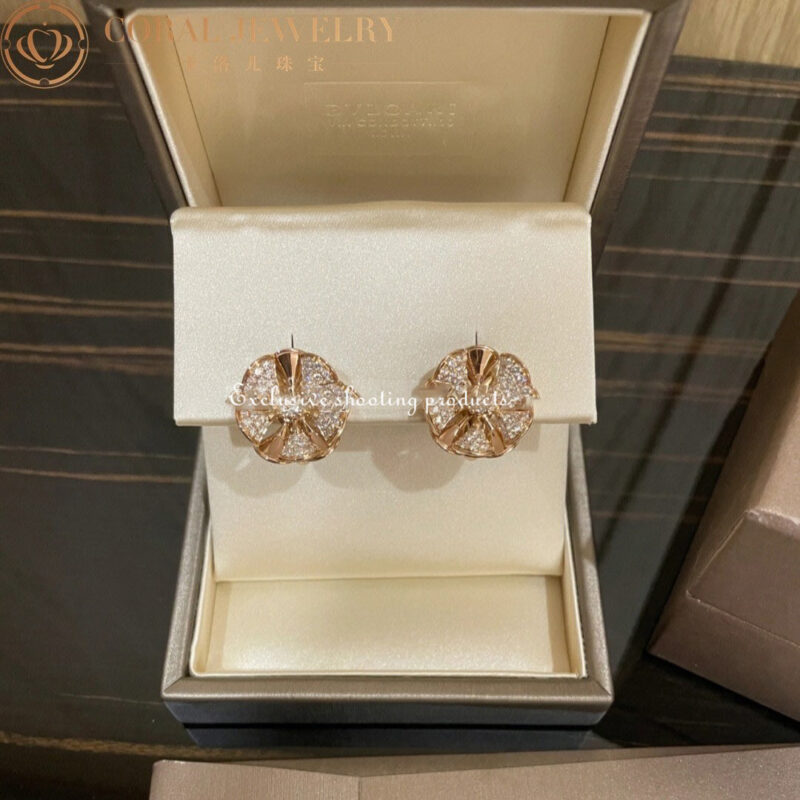 Bulgari Divas Dream 350784 Earrings Pave Diamonds 18K Rose Gold OR857272 2