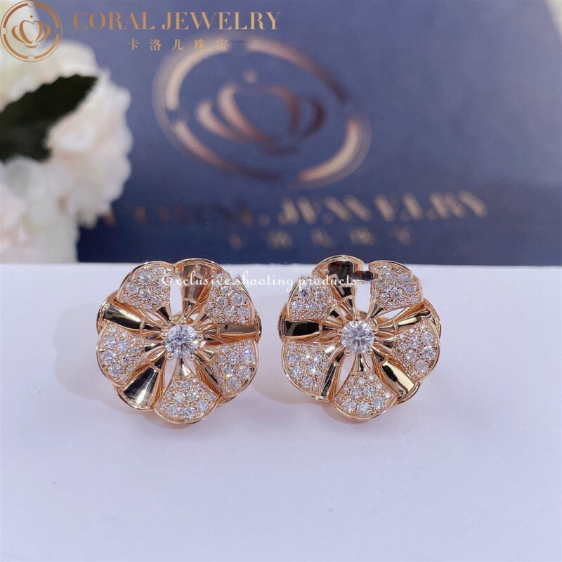 Bulgari Divas Dream 350784 Earrings Pave Diamonds 18K Rose Gold OR857272 6