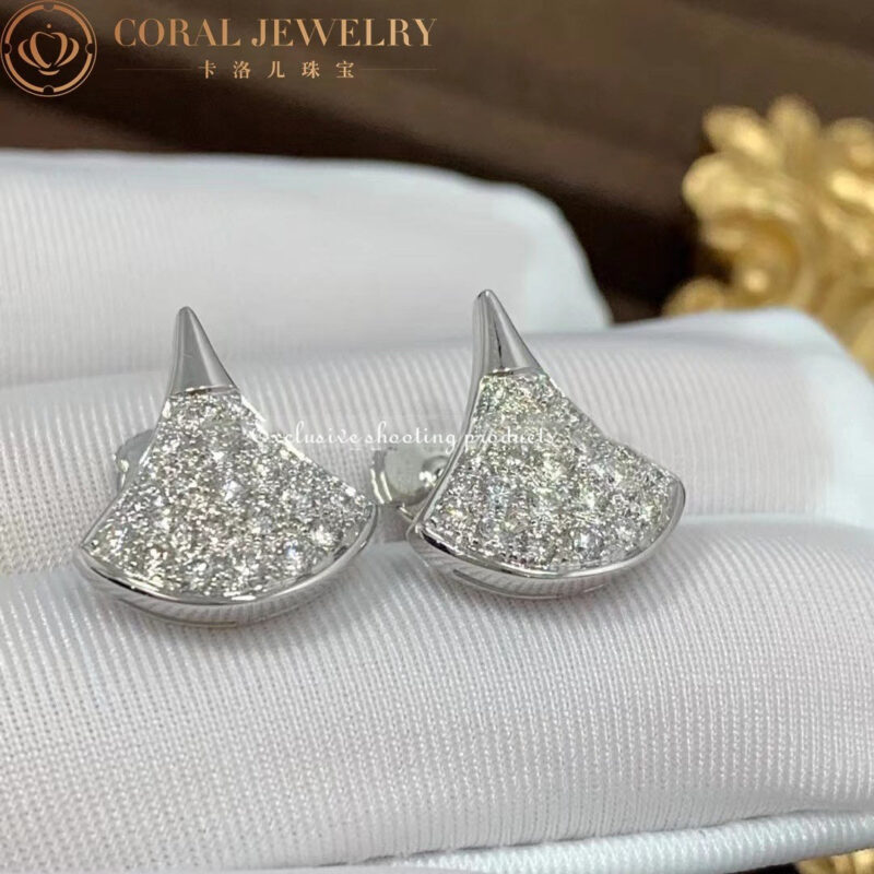 Bulgari Divas 352602 Dream Earrings Pave Diamonds 18K White Gold OR857536 5