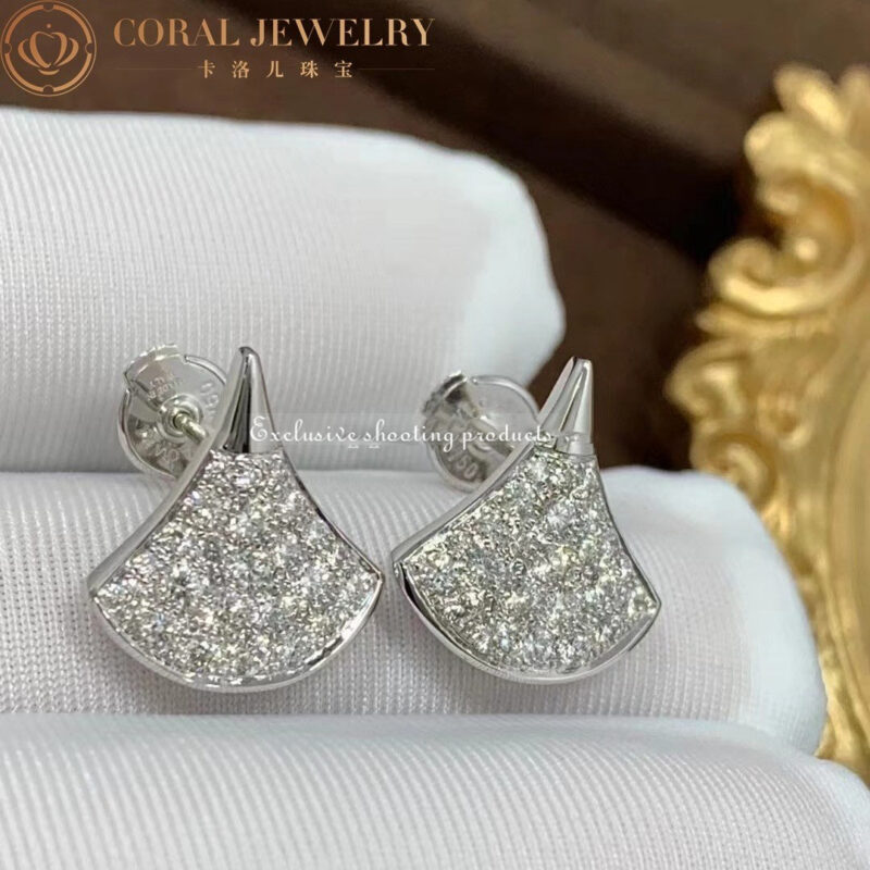 Bulgari Divas 352602 Dream Earrings Pave Diamonds 18K White Gold OR857536 6