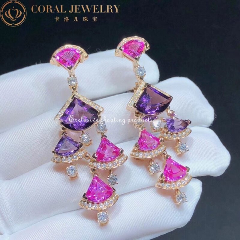 Bulgari 354078 Divas’ Dream Earrings Rose Gold Diamond Amethyst and Rubellite OR858027 2