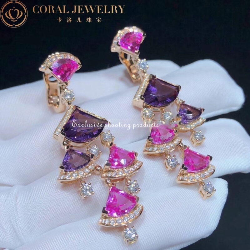 Bulgari 354078 Divas’ Dream Earrings Rose Gold Diamond Amethyst and Rubellite OR858027 6