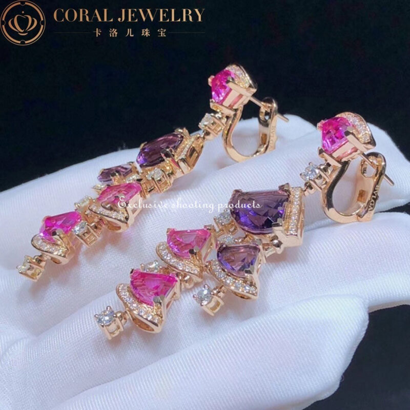 Bulgari 354078 Divas’ Dream Earrings Rose Gold Diamond Amethyst and Rubellite OR858027 3