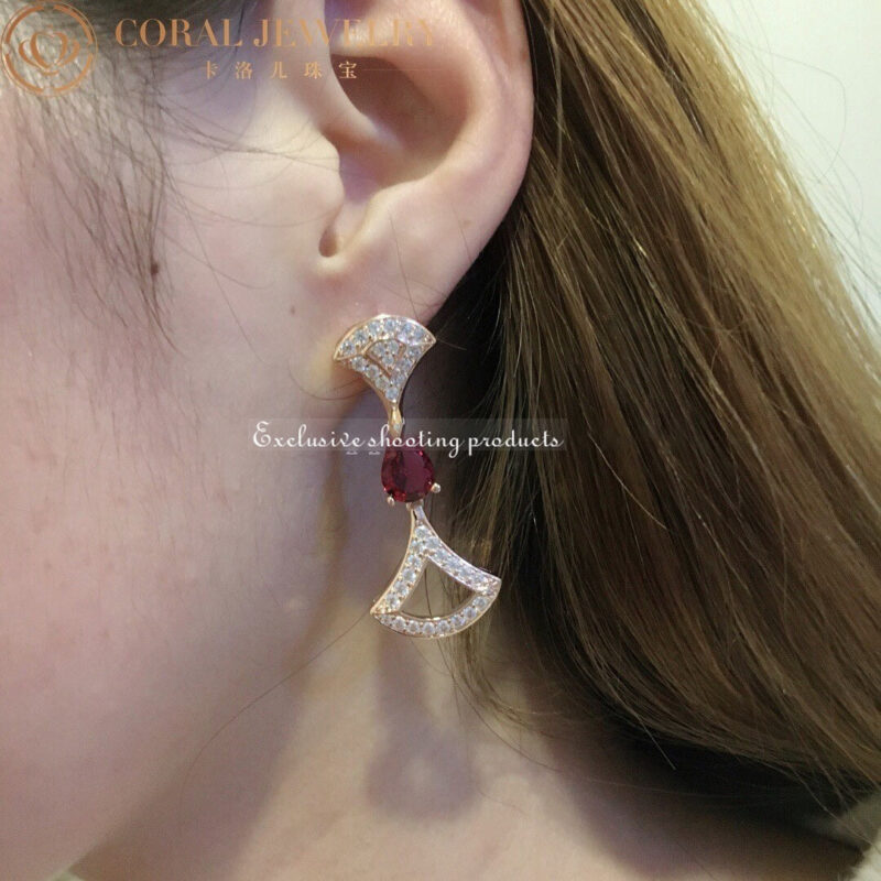 Bulgari 355620 Divas’ Dream Earrings Rose Gold Diamond and Blue Topaz Rubellite 3