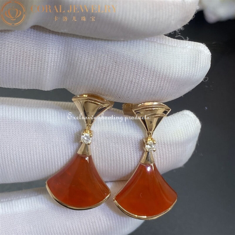 Bulgari Divas 356749 Dream Earrings Rose Gold Diamonds and Carnelian 4